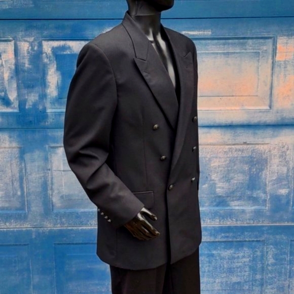 LANA MODA MEN'S PURE ITALIAN WOOL DOUBLE BREASTED LUXURY BLAZER - Picture 14 of 17